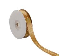 Bliceon Christmas Ribbons, 2cm 25 Yards Gold Merry Christmas Ribbons, Xmas Gifts Wrap Ribbon for Package Favor, Xmas Crafts, Party Decorations (Gold)