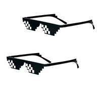 Bliceon Cool Glasses, Thug Life Sunglasses, Pixel Glasses for Parties and Dress Up, Mosaic Sunglasses Adults and Children, Accessories for Celebrations and Parties, 2 Pcs