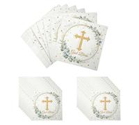 Bliceon Cross Napkins, Holy Communion Decorations, First Communion Eucalyptus Green 30 Sheets, Christening Party, Baby Shower Napkins, Religious Celebrations