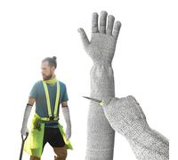 Bliceon Garden Gloves with Long Arm Sleeves - Level 5 Cut Resistant Gloves, Heavy Duty Work Gloves for Safe Gardening, Kitchen, and Outdoor Tasks (Grey - 55cm)