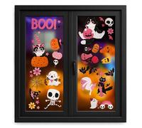 Bliceon Halloween Window Clings, 9 Sheets Scary Halloween Window Stickers Clings Decor, Spooky Double Side Stickers, Wolf Witch Bat Spider Pumpkin Sticker for Windows Halloweens Decorations,W20