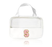 Bliceon Makeup Bag, Clear Travel Toiletries Bag, Personalized Gifts, Handbag Embroidery, for Going Out, Daily Necessities, Make-Up, Travelling, Girls Birthday Presents, White, S