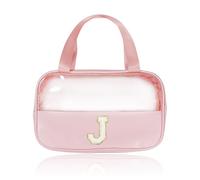 Bliceon Makeup Bag, Clear Travel Toiletries Bag, Personalized Gifts, Handbag Embroidery, for Going Out, Daily Necessities, Make-Up, Travelling, Girls Birthday Presents, Pink, J