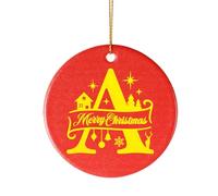 Bliceon Personalised Christmas Bauble, A-Z Initial Christmas Tree Decorations, 26 letter Ceramics Ornaments for Xmas Tree Decorations, Party Gifts, Family, Friends (A)