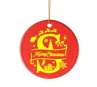 Bliceon Personalised Christmas Bauble, A-Z Initial Christmas Tree Decorations, 26 letter Ceramics Ornaments for Xmas Tree Decorations, Party Gifts, Family, Friends (S)