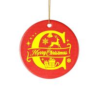 Bliceon Personalised Christmas Bauble, A-Z Initial Christmas Tree Decorations, 26 letter Ceramics Ornaments for Xmas Tree Decorations, Party Gifts, Family, Friends (C)