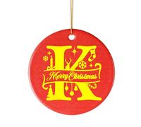 Bliceon Personalised Christmas Bauble, A-Z Initial Christmas Tree Decorations, 26 letter Ceramics Ornaments for Xmas Tree Decorations, Party Gifts, Family, Friends (K)