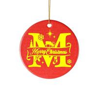 Bliceon Personalised Christmas Bauble, A-Z Initial Christmas Tree Decorations, 26 letter Ceramics Ornaments for Xmas Tree Decorations, Party Gifts, Family, Friends (M)