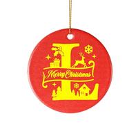 Bliceon Personalised Christmas Bauble, A-Z Initial Christmas Tree Decorations, 26 letter Ceramics Ornaments for Xmas Tree Decorations, Party Gifts, Family, Friends (L)