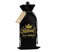 Bliceon Retirement Gifts for Men, Retirement Wine Bottle Gift Bag with Drawstring and Tag, Jute Bottle Bag for Men, Dad, Grandad, Grandma, Friend, Teacher, Colleague - Black