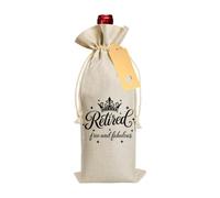 Bliceon Retirement Gifts for Women, Retirement Wine Bottle Gift Bag with Drawstring and Tag, Beige Jute Bottle Bag for Mum, Grandad, Grandma, Friend, Teacher, Sister, Colleague - Style 2
