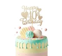 Bliceon Rose Gold Happy 40th Birthday Cake Topper, Glitter Happy 40 Cupcake Topper, Happy 40th Birthday Cake Toppers for Women Themed Party