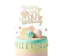 Bliceon Rose Gold Happy 60th Birthday Cake Topper, Glitter Happy 60 Cupcake Topper, Happy 60th Birthday Cake Toppers for Women Themed Party