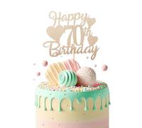 Bliceon Rose Gold Happy 70th Birthday Cake Topper, Glitter Happy 70 Cupcake Topper, Happy 70th Birthday Cake Toppers for Women Themed Party