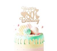 Bliceon Rose Gold Happy 80th Birthday Cake Topper, Glitter Happy 80 Cupcake Topper, Happy 80th Birthday Cake Toppers for Women Themed Party