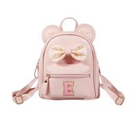 Bliceon Toddler Backpack for Girls, Personalised Initial Mini Backpack with Bow and Mouse Ear, Cute Pink Small Rucksack for School Travel, Birthday Gift for 2-8 Year Old Girls (Pink, E)
