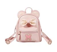 Bliceon Toddler Backpack for Girls, Personalised Initial Mini Backpack with Bow and Mouse Ear, Cute Pink Small Rucksack for School Travel, Birthday Gift for 2-8 Year Old Girls (Pink, M)