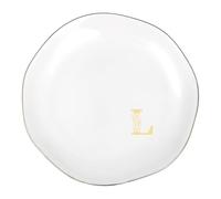 Bliceon Trinket Dish, Ceramic Jewelry Trays, Ring Jewellery Dish, Key Bowl Tray, Ring Tray Decor Engagement Gift, Wedding Gift, Initial Letter Personalized Gifts for Women, Girls - L