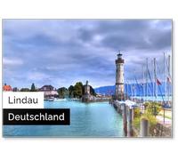 Blick Auf Den Hafen Auf Der Insel Von Lindau Am Bodensee Im Süden Deutschlands Mit Dem Historischen Leuchtturm., Fridge Magnet