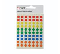 Blick Coloured Labels in Bags Round 8mm Dia(2500)+A Free Pen (Assorted)