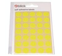 Blick Coloured Labels in Bags Round Dia(100)+A Free Pen (Yellow -13mm)