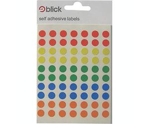 Blick Coloured Labels in Bags Round Dia(1000)+A Free Pen (Assorted -8mm)