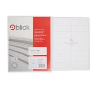 Blick Labels, White, 16 Per Sheet 25 Sheets, Rectangular, 100mm x 34mm, 400 Labels, For Home, Office, Family, School