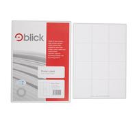 Blick Labels, White, 24 Per Sheet 100 Sheets, Rectangular, 63.4mm x 33.9mm, 2400 Labels, For Home, Office, Family, School