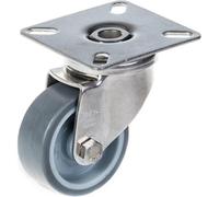 50mm 2" stainless steel castor grey rubber, swivel, 40kg