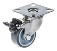 Blickle 50mm 2" Stainless Steel Castor Grey Rubber, Swivel With Brake, 40Kg