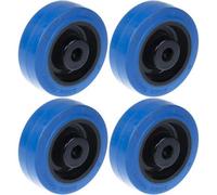 80mm 3" wheel blue rubber with nylon centre strong 560kg capacity, set of 4