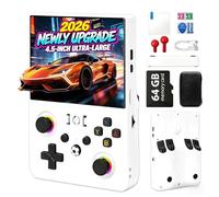 Blidinner 2026 NEW Upgrade R36MAX Ⅱ Retro Handheld Video Game Console-4.5 Inch Ultra-Large Screen,Support 18000+ Classic Games,64G TF Card,Linux System,4000mAh Battery,Birthday Gift for Friends-White