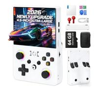 Blidinner 2026 NEW Upgrade R36MAX Ⅱ Retro Handheld Video Game Console-4.5 Inch Ultra-Large Screen,Support 18000+ Classic Games,64G TF Card,Linux System,4000mAh Battery,Birthday Gift for Friends-White