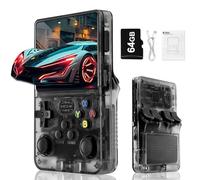 Blidinner R36S Retro Handheld Video Game Console -With Linux System,3000mAh Battery,3.5 Inch Screen,20000+ Classic Games,Portable Game Console for Present to Give Friends -(Black)(64GB)