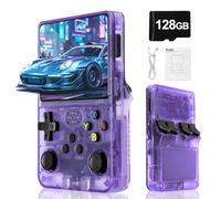 Blidinner R36S Retro Handheld Video Game Console-With Linux System,3000mAh Battery,3.5 Inch Screen,30000+ Classic Games,Portable Game Console for Present to Give Friends for Christmas-(Purple)(128GB)