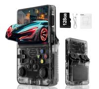 Blidinner R36S Retro Video Game Console - With Linux System,3000mAh Battery,3.5 Inch Screen,30000+ Classic Games,Portable Game Console for Present to Give Friends for Christmas-(Black)(128GB)