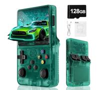 Blidinner R36S Retro Video Game Console - With Linux System,3000mAh Battery,3.5 Inch Screen,30000+ Classic Games,Portable Game Console for Present to Give Friends for Christmas-(Green)(128GB)
