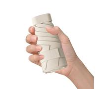 Bliekify Windproof Mini Travel Folding Umbrella, UPF 50+ Sun & Rain Protection, Small Compact Lightweight Design Fits in Pocket or Bag, Eco-Friendly Fabric Wallet Umbrella for Commuter (Beige-Square)