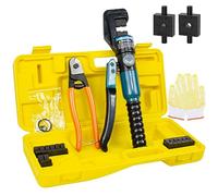 BLIKA 10 Ton Hydraulic Crimping Tool and Cable Cutter, Hydraulic Wire Battery Cable Lug Terminal Crimper Crimping Tool with 11 Dies, Wire Swaging Tool for 1/8" to 3/16" Cable Railing Hardware