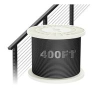 BLIKA 400FT 1/8" Black Stainless Steel Cable Railing with 7x7 Strand Construction, 1850lbs Breaking Strength for DIY Balustrades