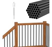 BLIKA 50 Pack Aluminum Deck Balusters 36"X3/4" Metal Deck Railing Sprindles Deck Railing Stair Porch Hollow Round Staircase Spindles Matte Coated Black for Wood and Composite Deck