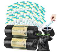 BLIKA 60pc Camping Toilet Bags Eco Absorbent Gel Set, Drawstring Portable Toilet Bags with Gel, 8 Gallon (30L) Heavy Duty 1.97 Mil, Toilet Replacement Bag with Toilet Powder for Camping Outdoor Hiking
