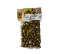 Blikas Greek Green Olives with Oregano, Garlic & Green Chilli Pepper, Marinated Whole Olives in Brine - 2 x 250g (500g) | Greek Recipe