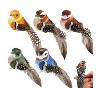 BlinBlin 5 Pcs Artificial Colorful Foam Birds, Simulated Birds for Christmas Holiday Decorations (11cm)