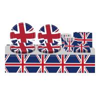 BlinBlin Union Jack Party Tableware Set, Queen's Platinum Jubilee Party Dinnerware, Britain Sporting Events BBQ Royal Theme Table Decorations, Tablecloth Napkins Cups Paper Plates, Serve 16 Guests
