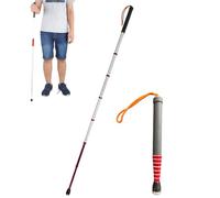 Blind Cane Folding, Telescopic Blind Cane - 8-Section Titanium Alloy Walking Stick with Reflective Film & Non-Slip Handle, Mobility Aid for Visually Impaired,138cm