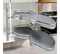 Blind Corner Cabinet Organizer, 2 Tier Pull Out Tray with Soft Close, Adjustable Height for Efficient Kitchen and Home Corner Storage Solution