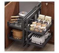 Blind Corner Cabinet Organizer - Pull Out Kitchen Pantry Storage, 2-Tier Shelf for Corner Cabinet with Soft Close