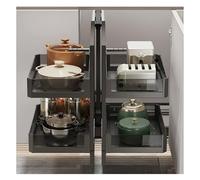 Blind Corner Cabinet Organizer with Adjustable Height, 2-Tier Storage Basket for Kitchen Cabinet, Pull-Out Design for Easy Access, Fits Left or Right Door