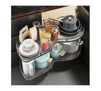 Blind Corner Cabinet Pull Out,Adjustable Kitchen Aluminium Storage Basket,180° Swivel Corner Rotating Spice Rack,60kg Capacity for Coffee Cabinet Bar(Right door open,1000 cabinet)